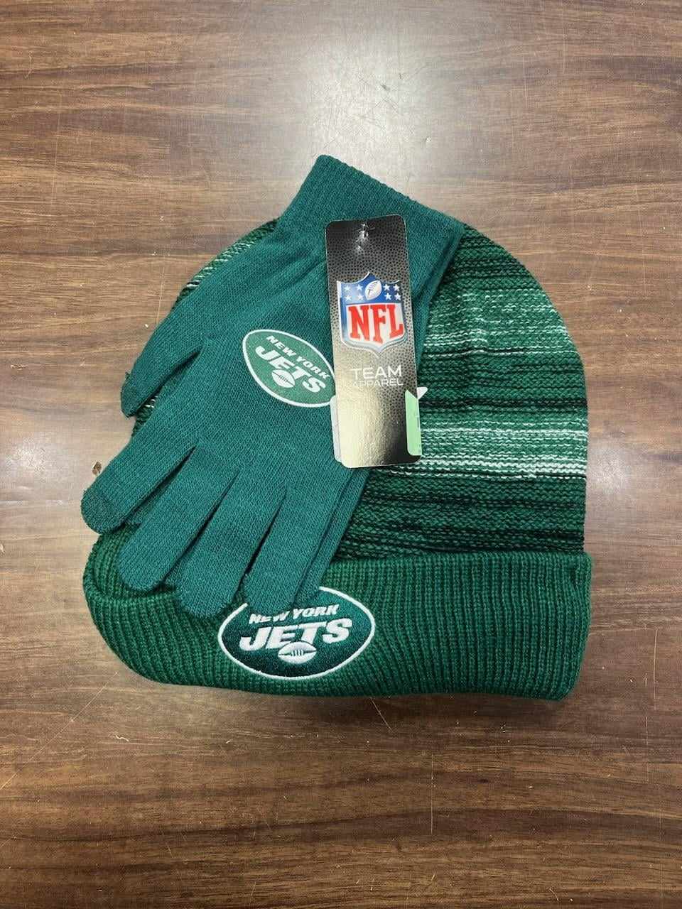 New York Jets Core Cuffed Knit Beanie and Gloves Set NFL
