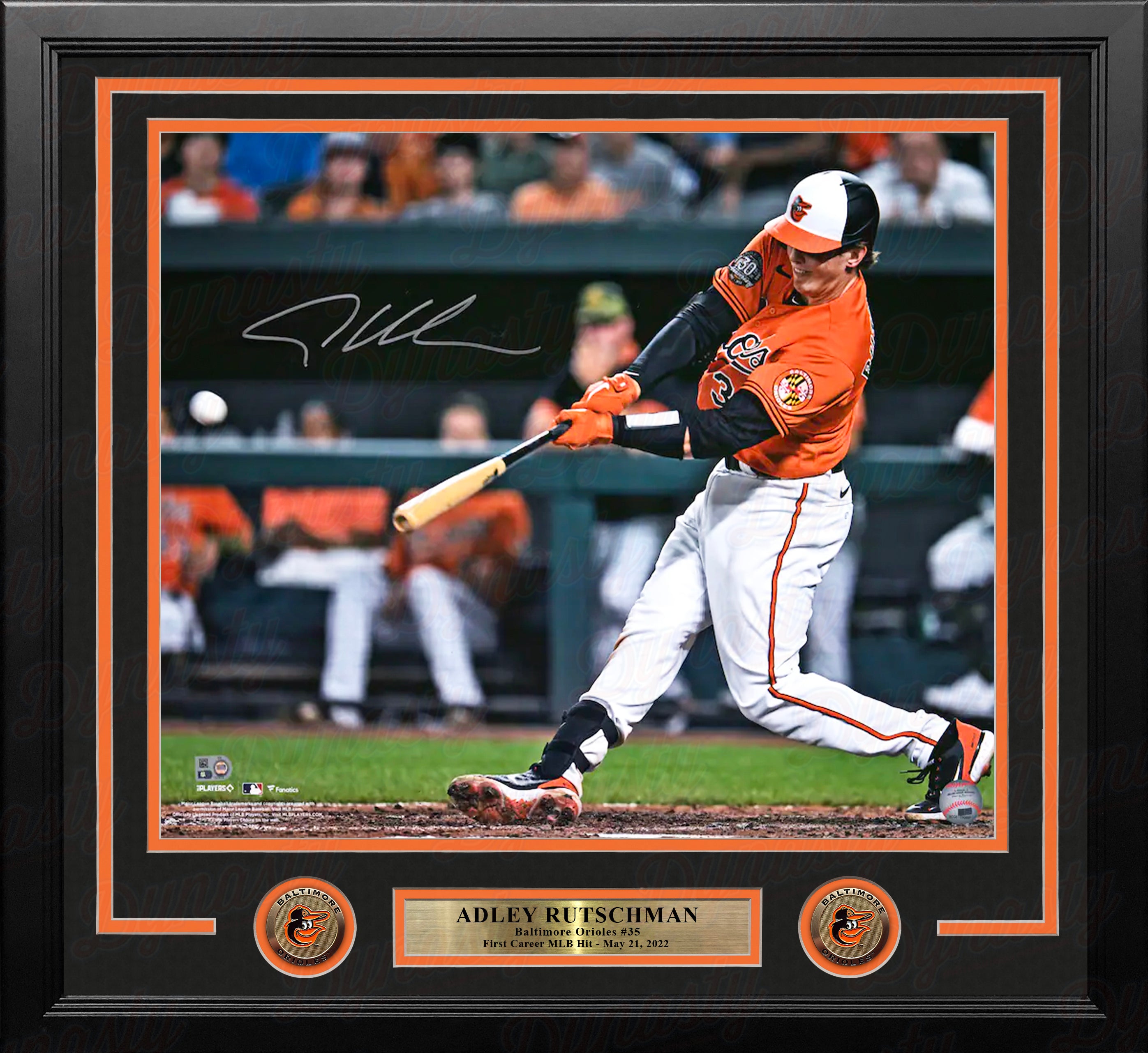 Adley Rutschman First MLB Hit Baltimore Orioles Autographed 16 x 20  Framed Baseball Photo