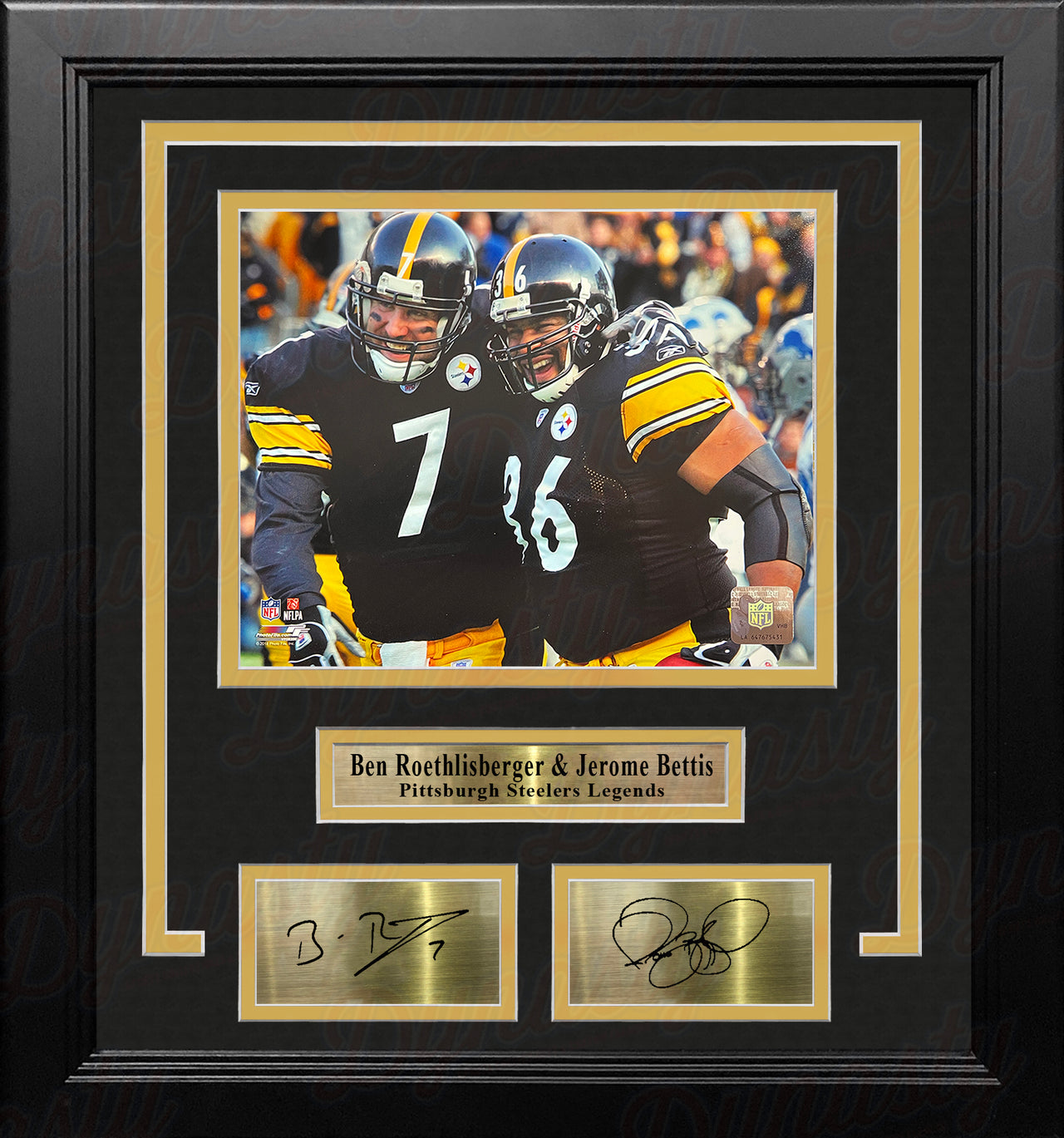 Ben Roethlisberger & Jerome Bettis Pittsburgh Steelers 8x10 Framed Photo with Engraved Autographs