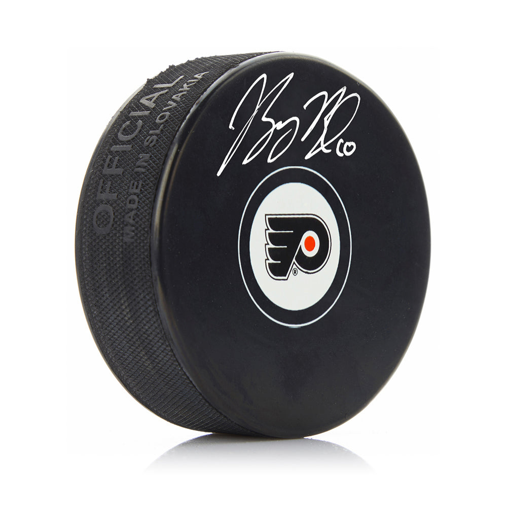 Bobby Brink Autographed Philadelphia Flyers Hockey Logo Puck with Silver Signature