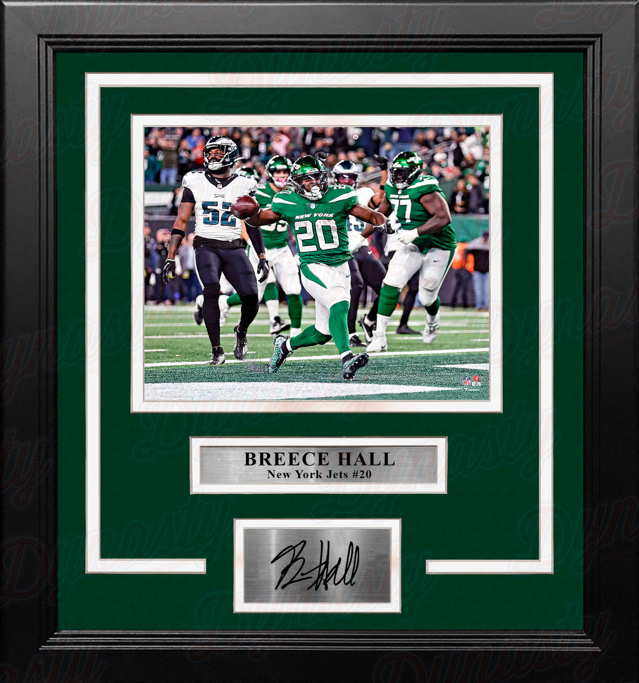 Breece Hall Touchdown Celebration New York Jets 8x10 Framed Football Photo with Engraved Autograph