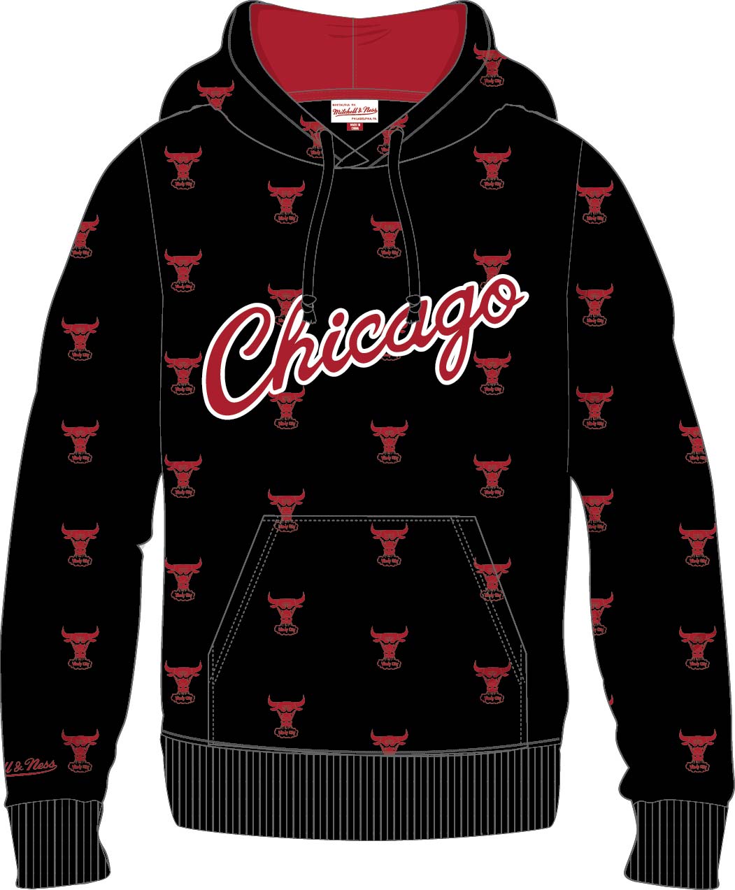 Mitchell & Ness NBA Chicago Bulls All Over Print Fleece Crew