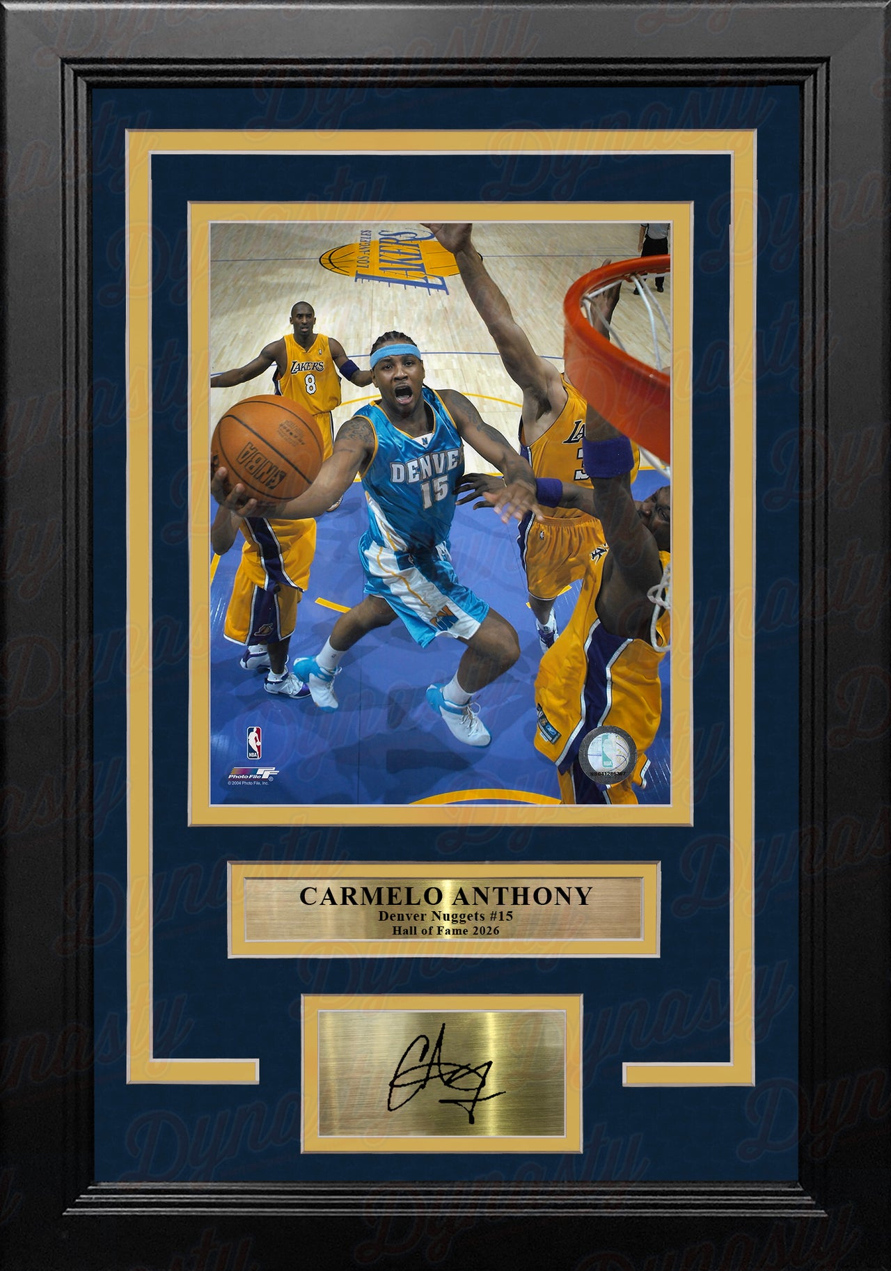 Carmelo Anthony Rim Cam Denver Nuggets 8x10 Framed Basketball Photo with Engraved Autograph - Dynasty Sports & Framing 