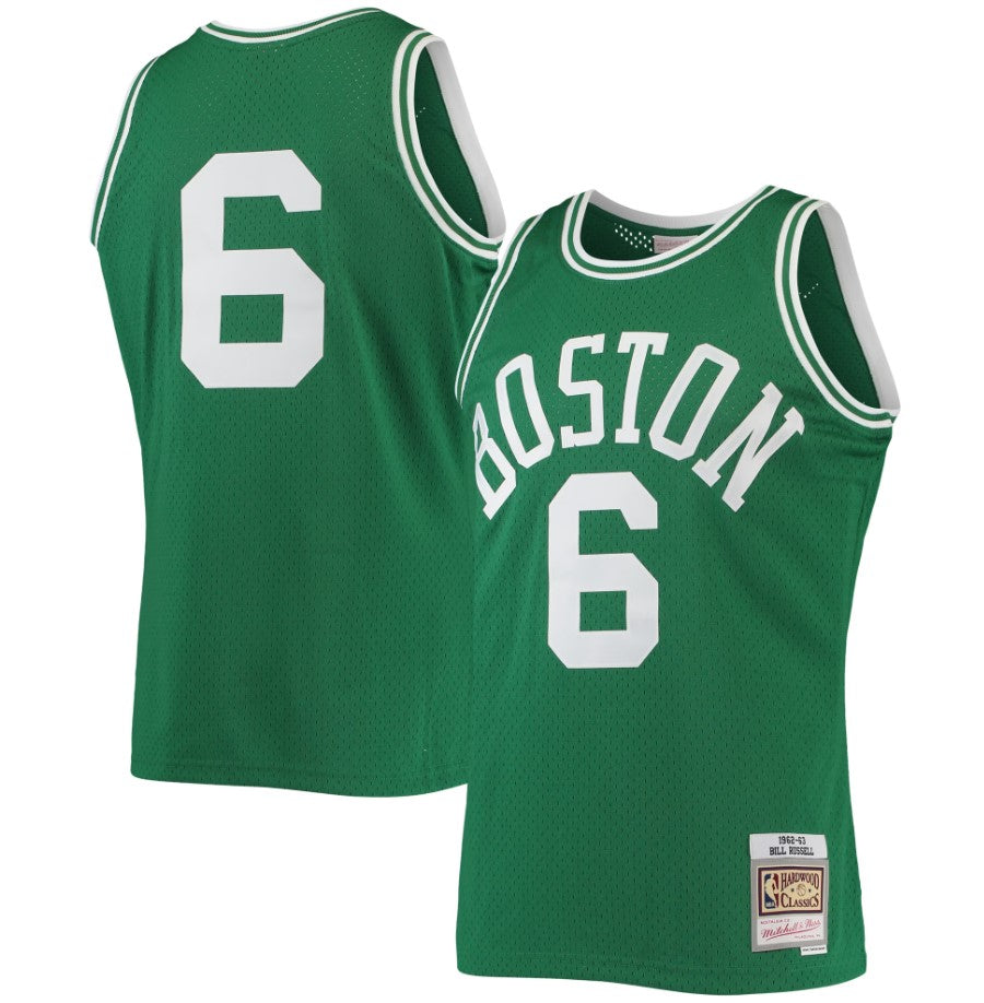 Bill Russell Boston Celtics Mitchell & Ness Green 1962-63 Hardwood Classics Swingman Player Jersey