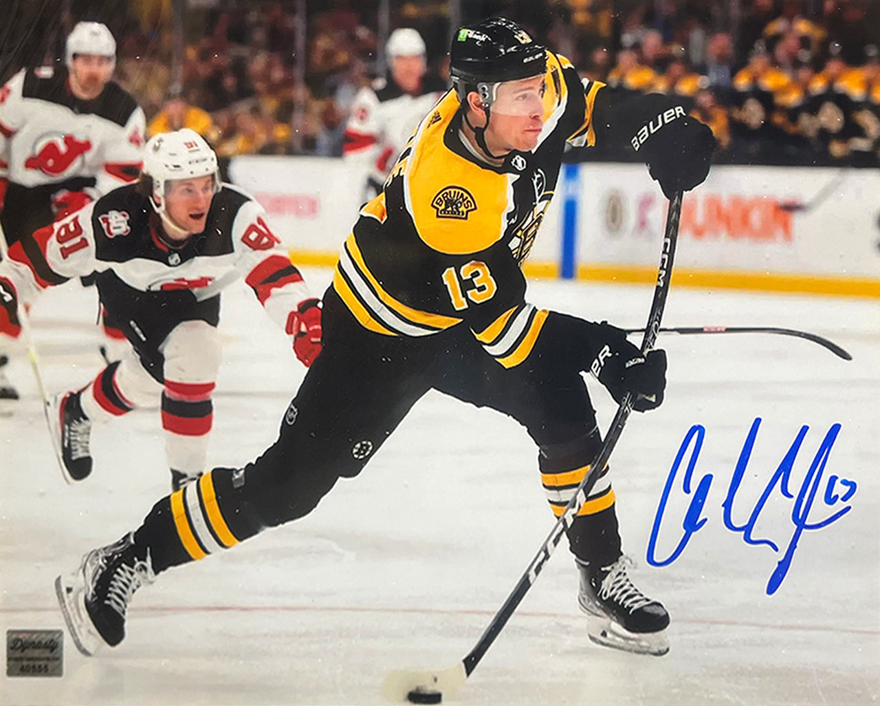 Charlie Coyle in Action Boston Bruins Autographed 8" x 10" Hockey Photo