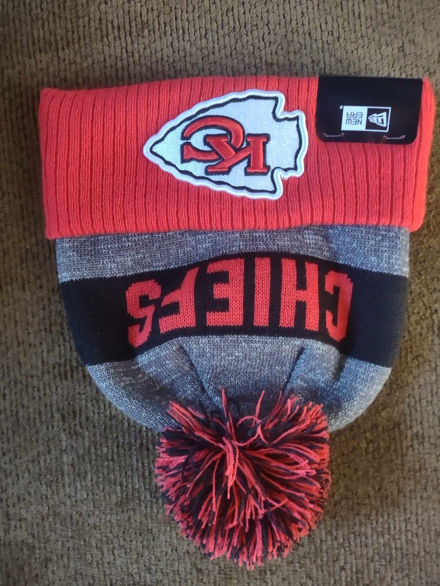 Kansas City Chiefs Charcoal Knit New Era Winter Pom Hat NFL