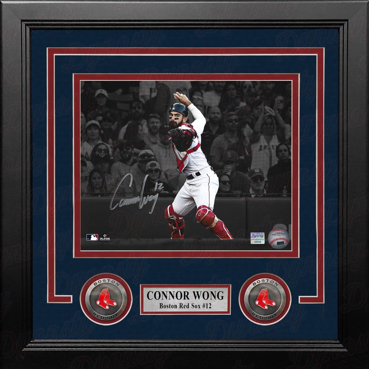 Connor Wong Throwing Action Boston Red Sox Autographed 8" x 10" Framed Spotlight Baseball Photo