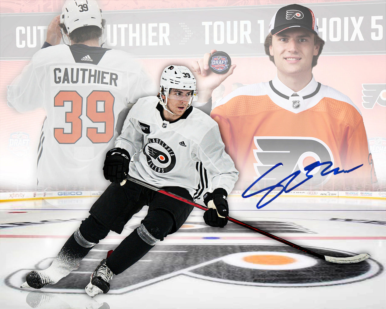 Cutter Gauthier Philadelphia Flyers Autographed 8" x 10" Draft Hockey Collage Photo - Dynasty Sports & Framing 
