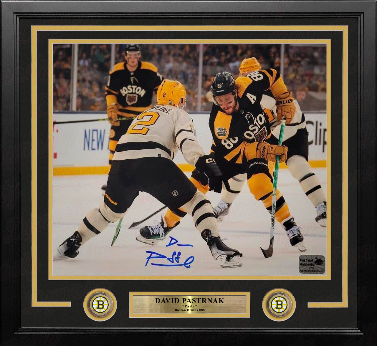 David Pastrnak Winter Classic Action Autographed Boston Bruins 16" x 20" Framed Hockey Photo