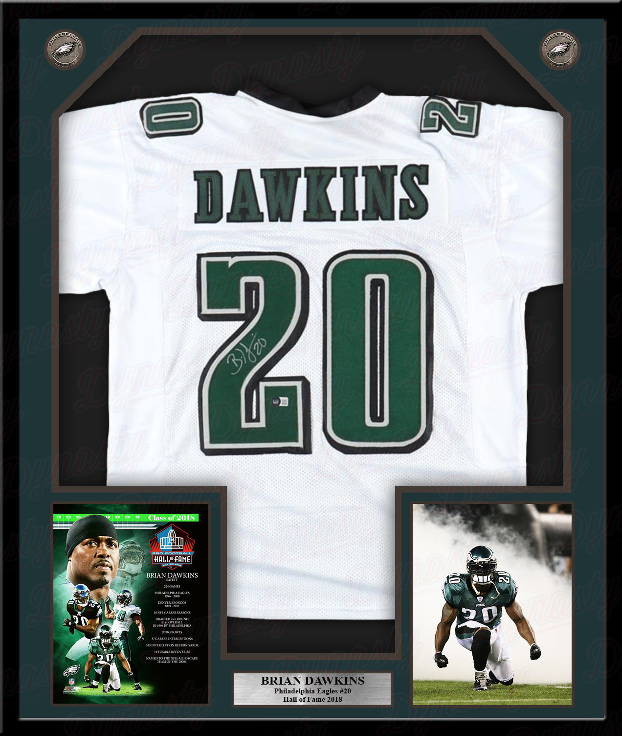 Brian Dawkins Philadelphia Eagles Autographed Framed White Football Jersey