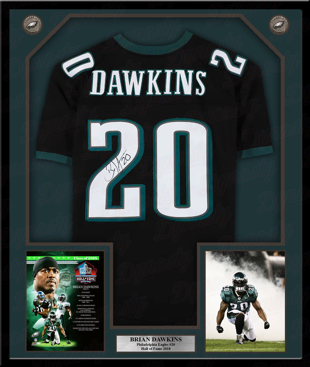 Brian Dawkins Philadelphia Eagles Autographed Framed Black Football Jersey
