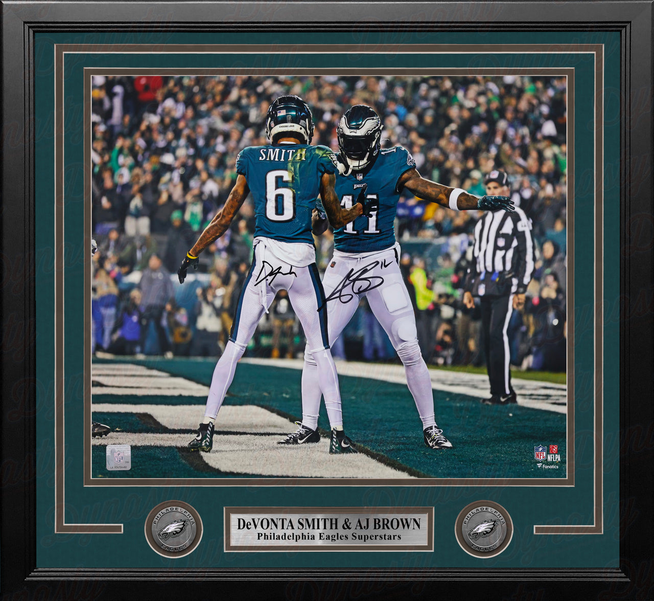 Devonta Smith & AJ Brown Philadelphia Eagles Autographed 16" x 20" Framed Football Photo