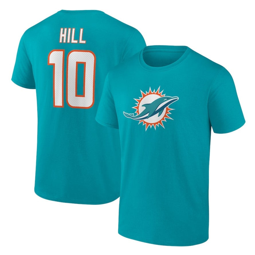 Tyreek Hill Miami Dolphins Player Icon Name & Number T-Shirt - Aqua