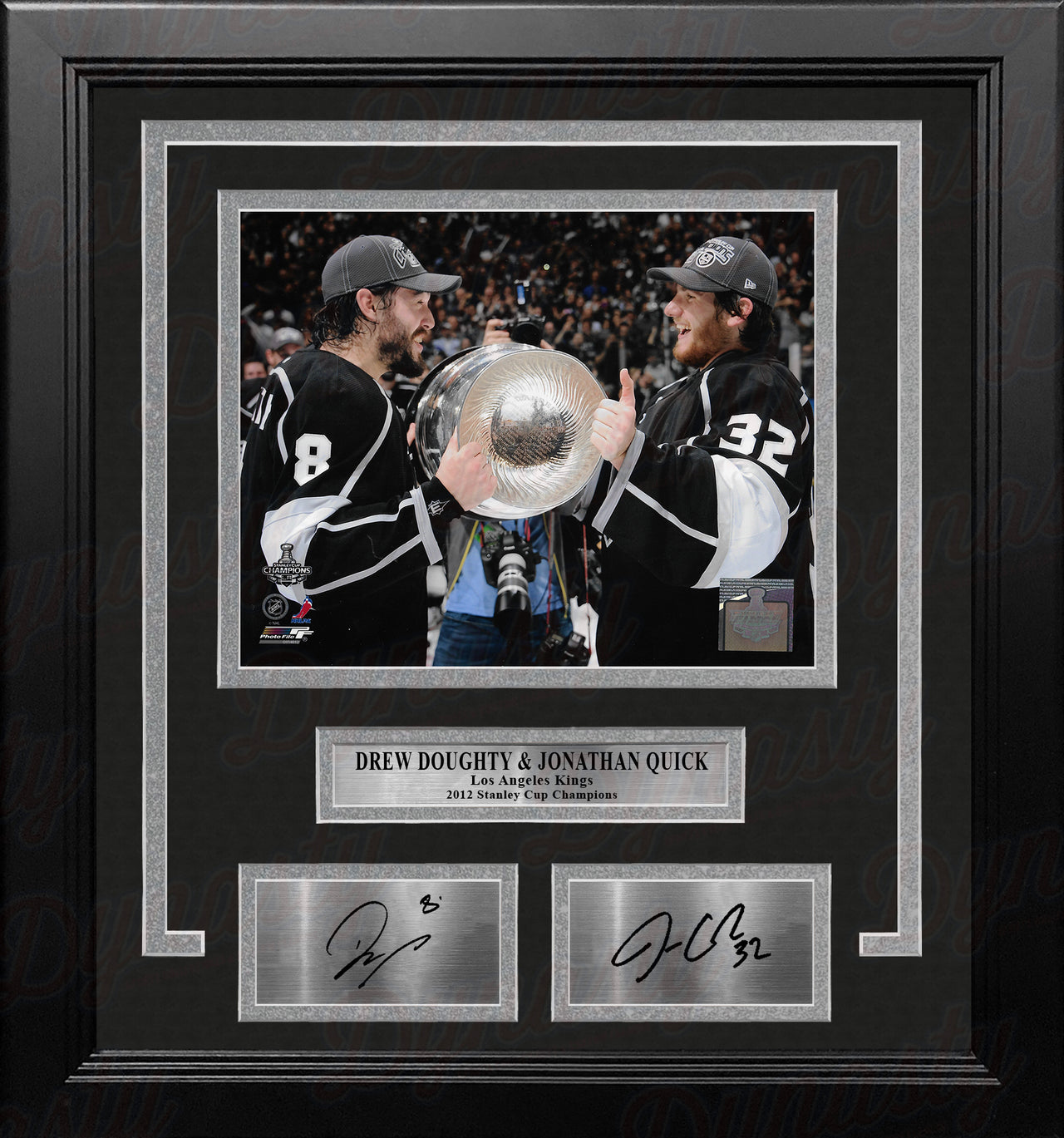 Drew Doughty & Jonathan Quick 2012 Stanley Cup LA Kings 8x10 Framed Photo with Engraved Autographs