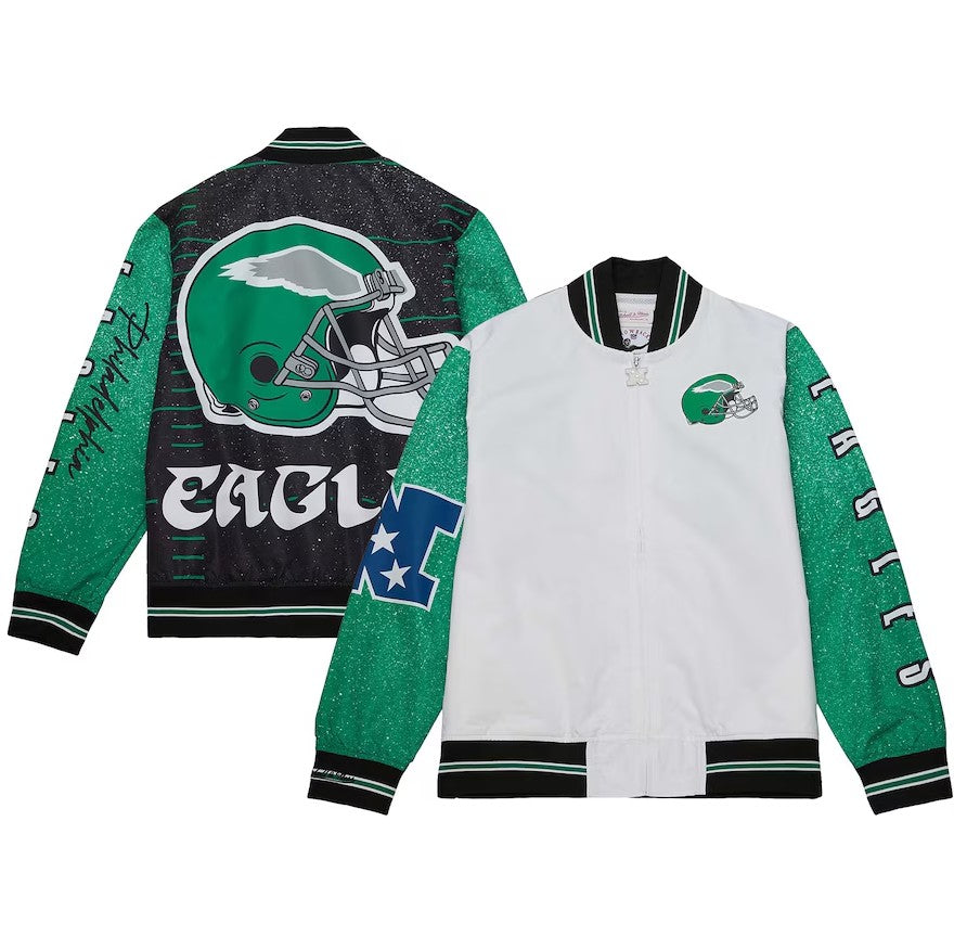 Philadelphia Eagles Mitchell & Ness Team Burst Warm-Up Full-Zip