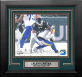 Jalen Carter Snow Bowl Sack Philadelphia Eagles 8" x 10" Framed Football Photo - Dynasty Sports & Framing