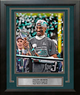 Jalen Hurts Super Bowl LIX Lombardi Trophy Philadelphia Eagles 8" x 10" Framed Football Photo - Dynasty Sports & Framing