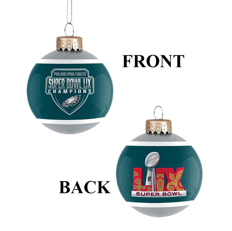 Philadelphia Eagles Super Bowl LIX Champions Glass Ball Ornament ...