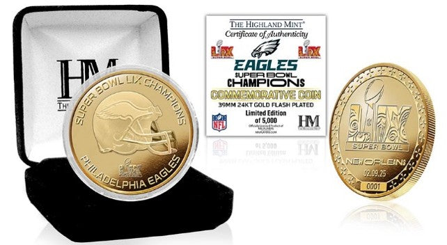 Philadelphia Eagles Super Bowl LIX Champions Gold Mint Coin | Eagles ...