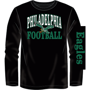 Philadelphia Eagles Throwback Wordmark Long Sleeve T-Shirt - Black