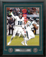Tanner McKee in White Philadelphia Eagles Autographed 11" x 14" Framed Football Photo - Dynasty Sports & Framing