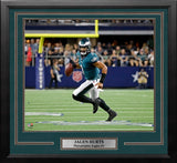 Jalen Hurts Running Action Philadelphia Eagles 16" x 20" Framed Football Photo - Dynasty Sports & Framing