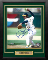 Dennis Eckersley in Action Oakland Athletics Autographed 16" x 20" Framed Baseball Photo - Dynasty Sports & Framing