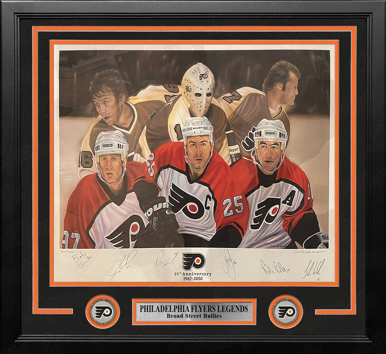 Philadelphia Flyers Autographed 19x25 Lithograph - Clarke, Roenick, Parent, Primeau, Barber, LeClair