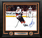 Tyson Foerster in White Autographed Philadelphia Flyers 11" x 14" Framed Hockey Photo - Dynasty Sports & Framing