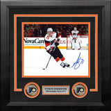 Tyson Foerster in White Autographed Philadelphia Flyers 8" x 10" Framed Hockey Photo - Dynasty Sports & Framing