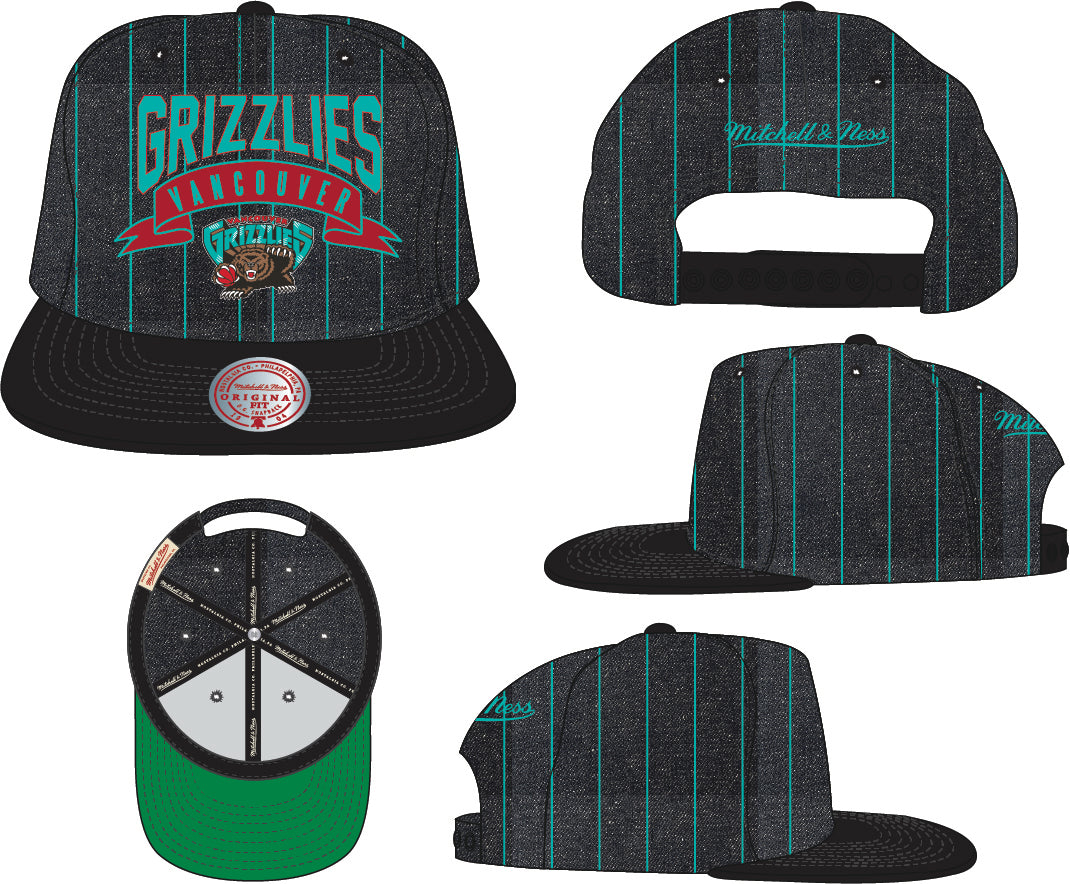 Vancouver Grizzlies Mitchell & Ness Dem Stripes Snapback Hat