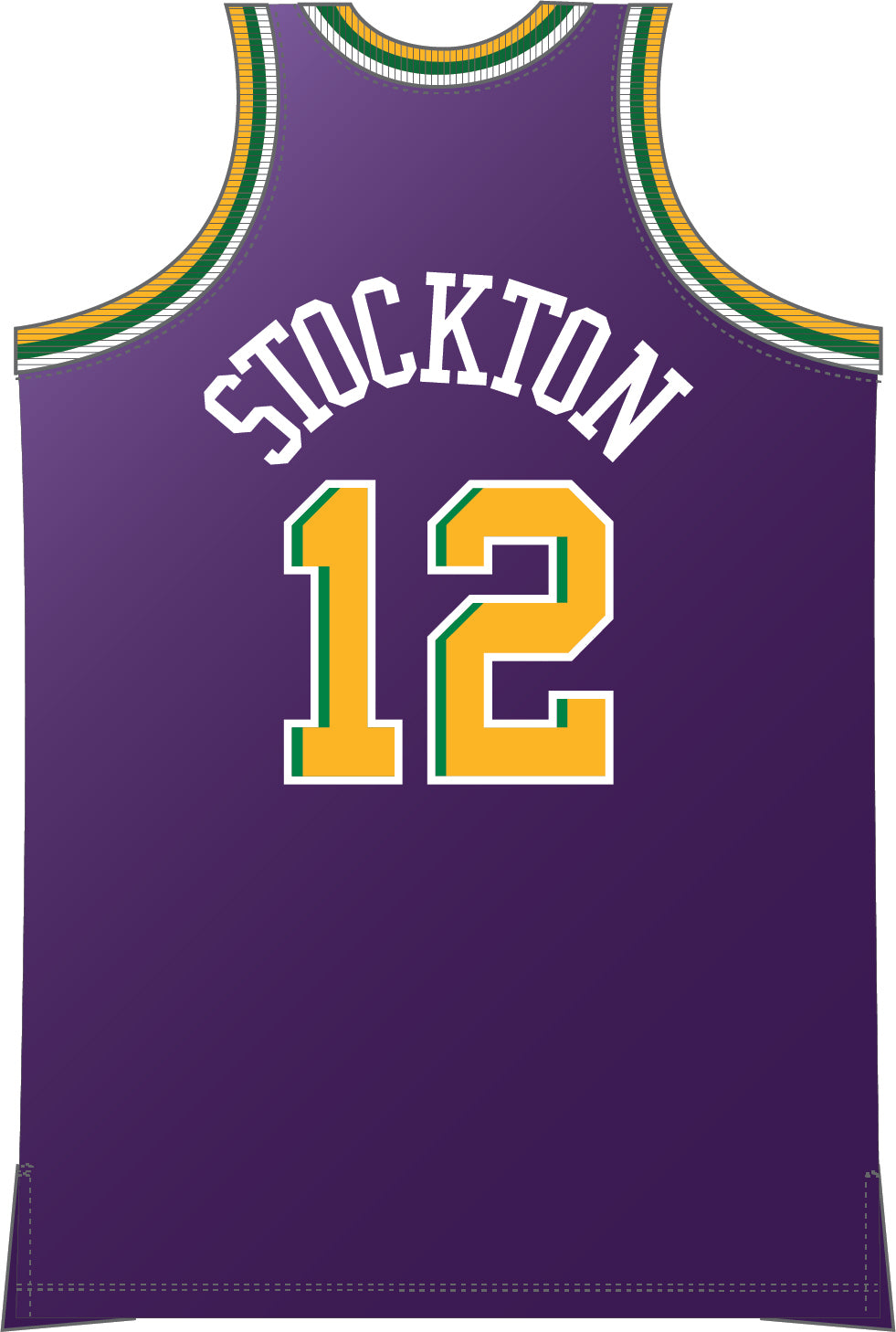 Utah Jazz (Stockton 12) Mitchell & Ness Purple & Blue Basketball