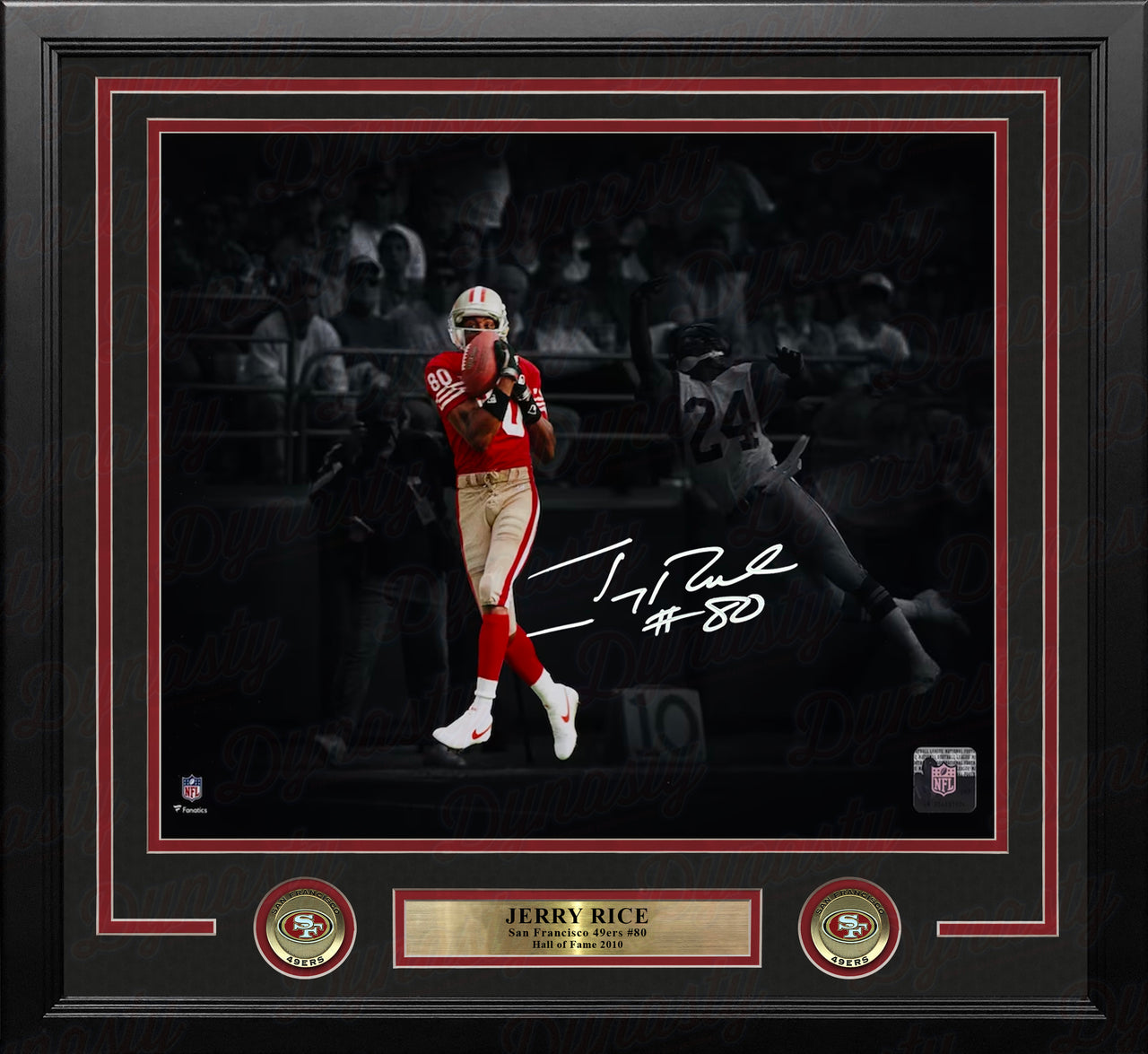 Jerry Rice San Francisco 49ers Autographed 11" x 14" Framed Blackout Football Photo