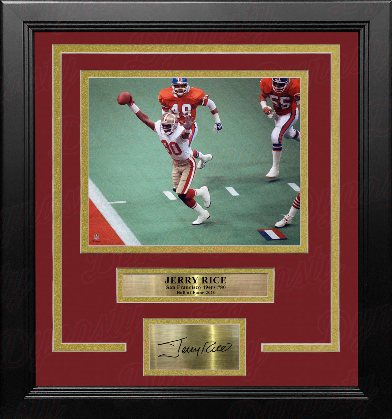 Jerry Rice Super Bowl XXIV Touchdown San Francisco 49ers 8x10 Framed Photo with Engraved Autograph