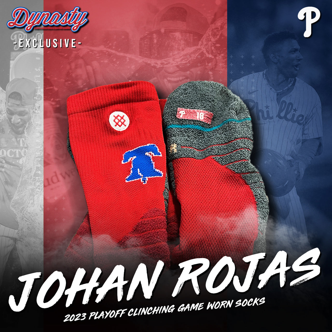 Johan Rojas Game-Worn Socks From Phillies Postseason Clinching Game