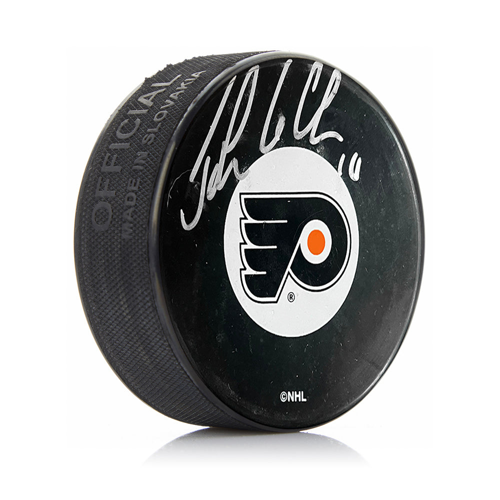 John LeClair Philadelphia Flyers Autographed Hockey Logo Puck