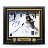 Johnny Beecher in Action Boston Bruins Autographed 11" x 14" Framed Hockey Photo - Dynasty Sports & Framing