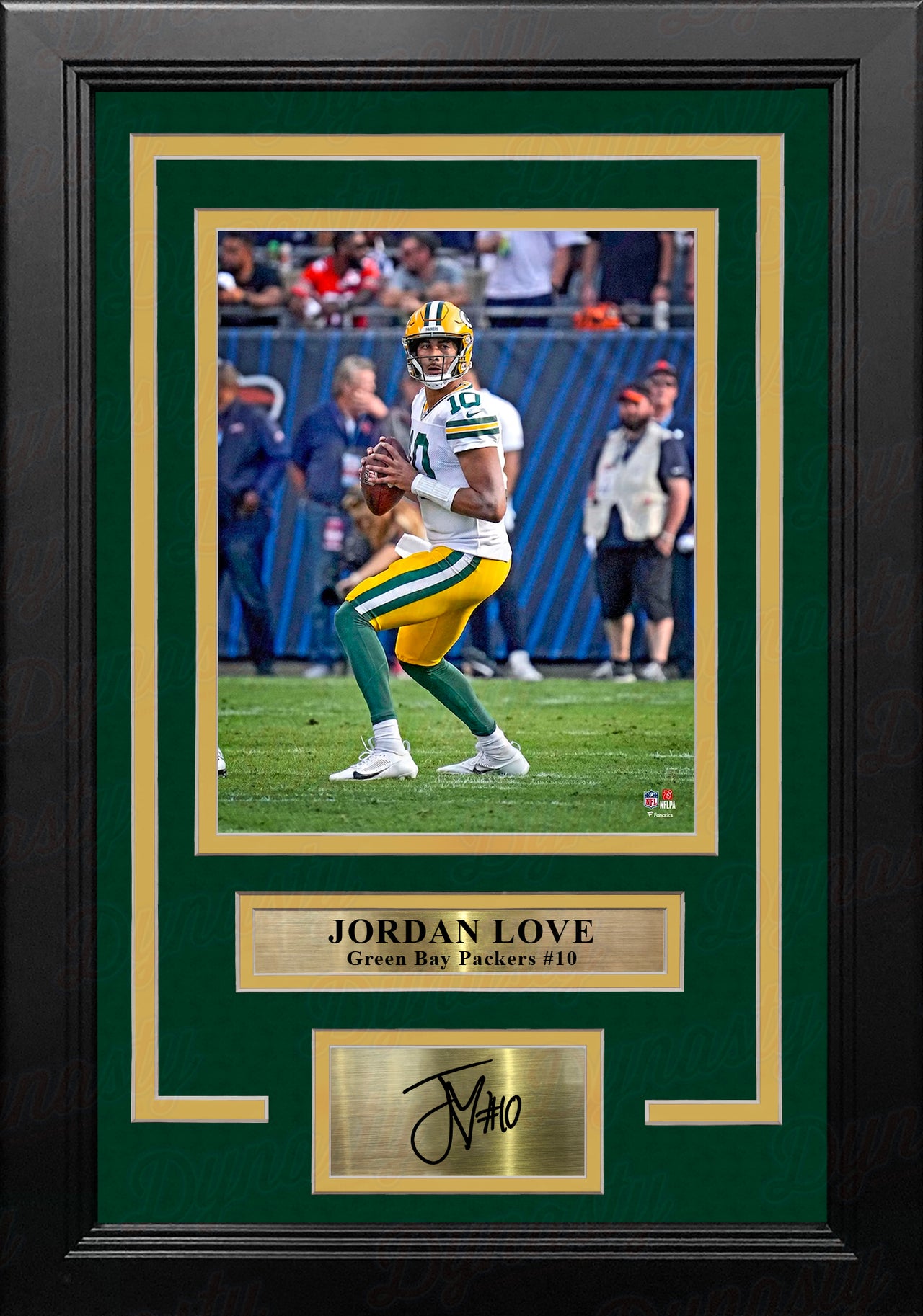 Jordan Love in Action Green Bay Packers 8" x 10" Framed Football Photo with Engraved Autograph