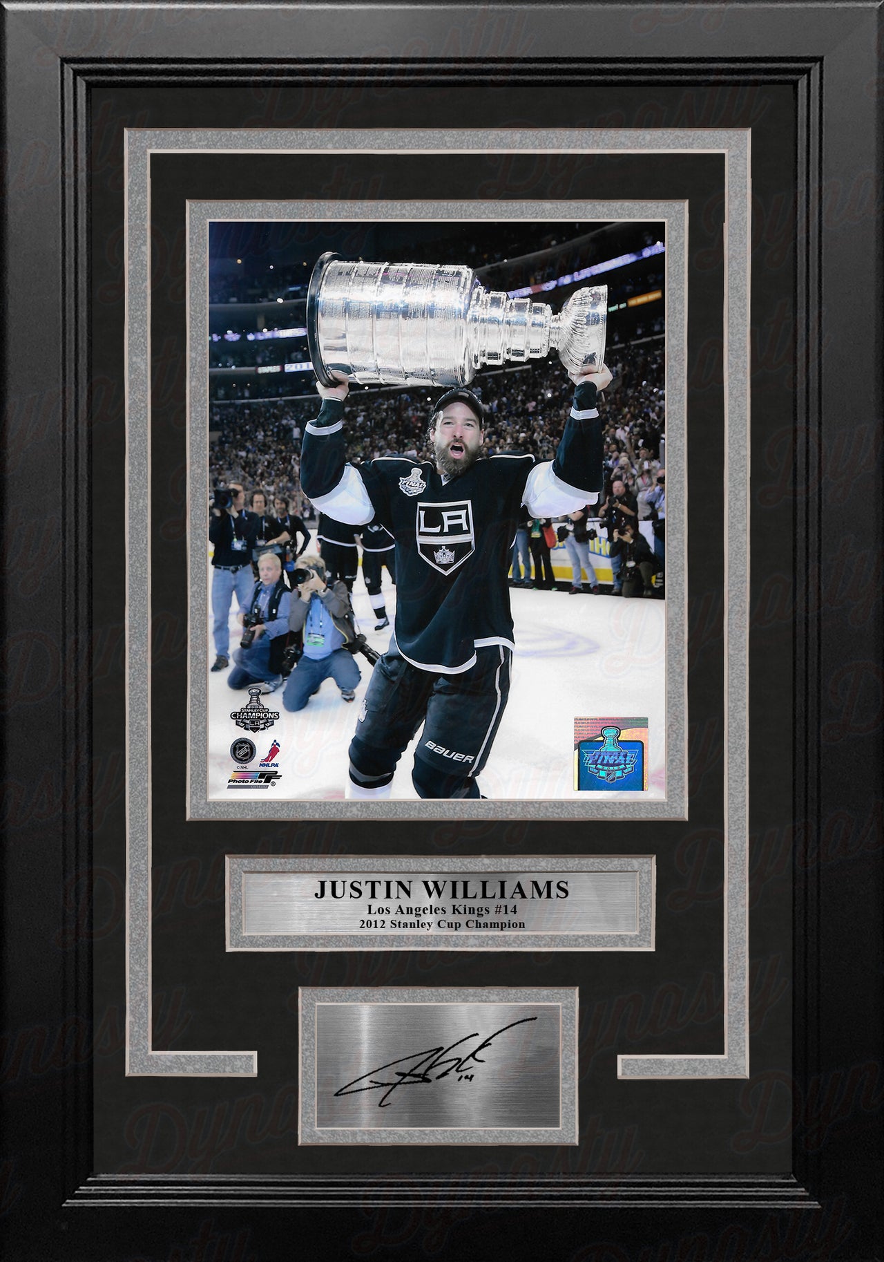 Justin Williams 2012 Stanley Cup Trophy Los Angeles Kings 8x10 Framed Photo with Engraved Autograph