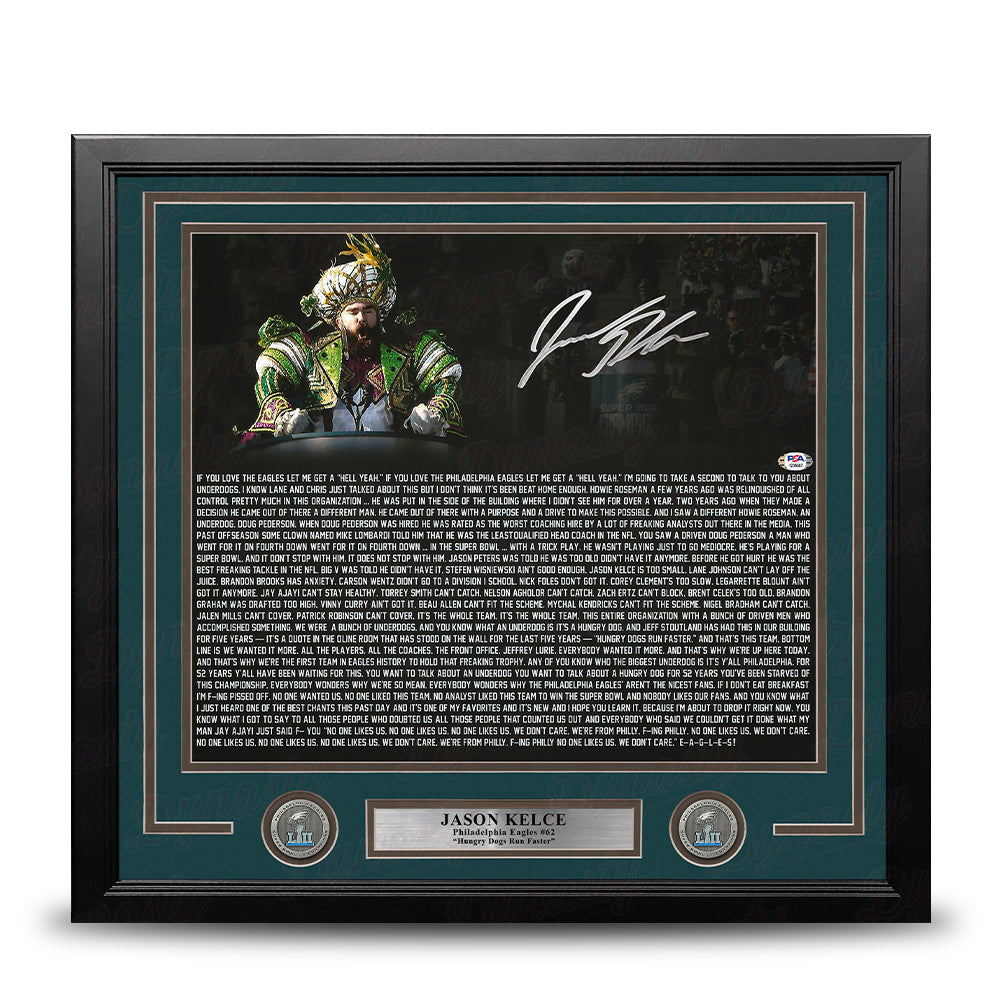 Jason Kelce Super Bowl Speech Text Philadelphia Eagles Autographed