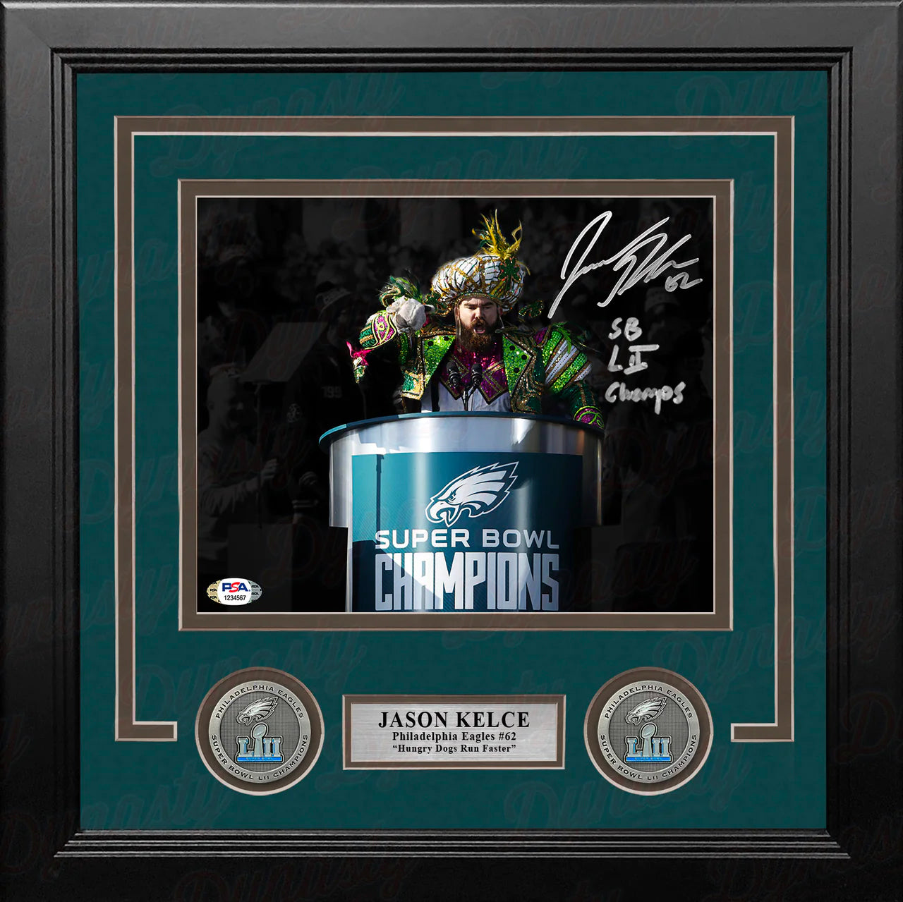 Jason Kelce Super Bowl Speech Philadelphia Eagles Autographed 8x10 Framed Photo - Super Bowl Champs