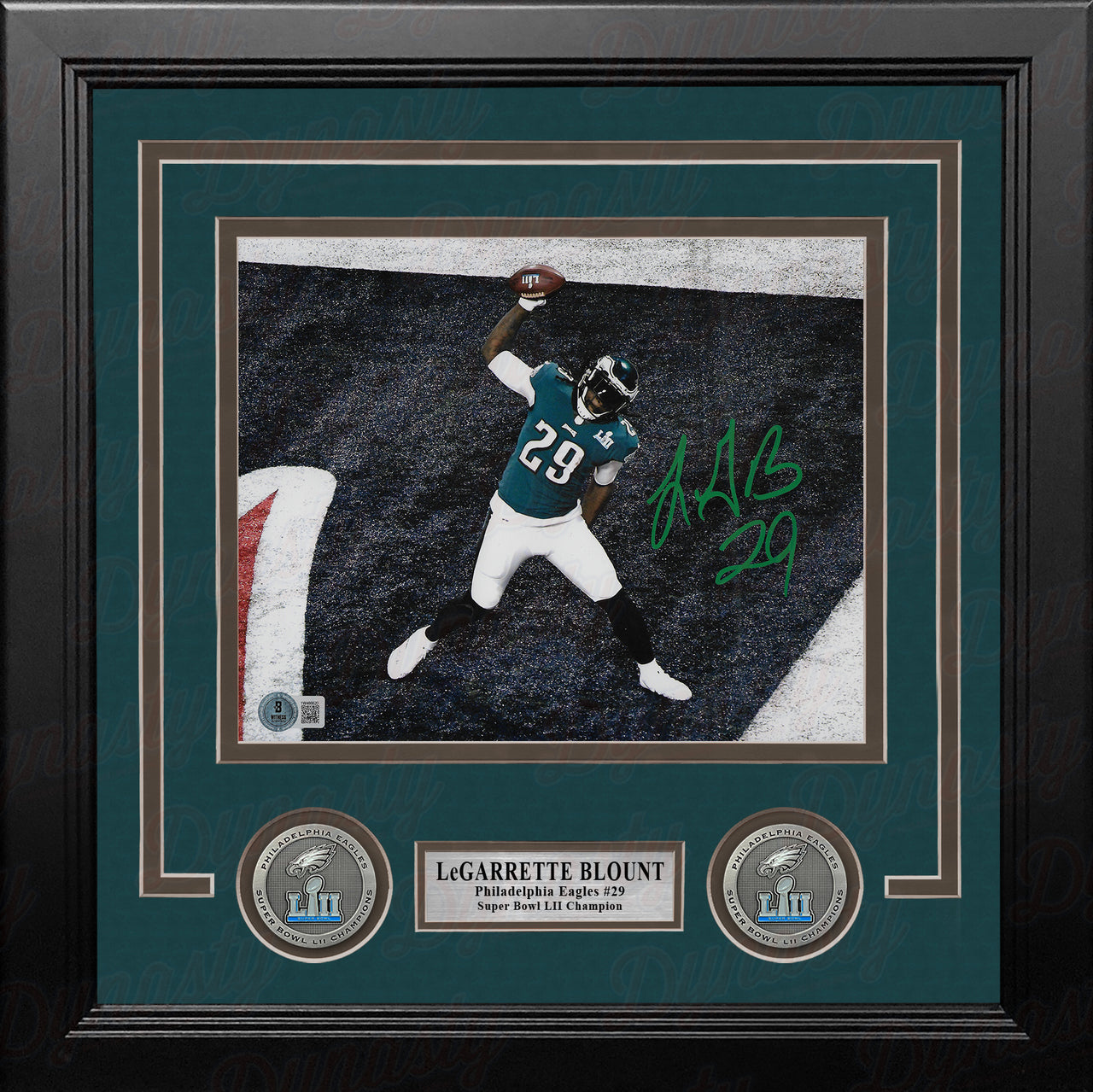LeGarrette Blount Super Bowl LII Autographed TD Spike Philadelphia Eagles 8x10 Framed Football Photo