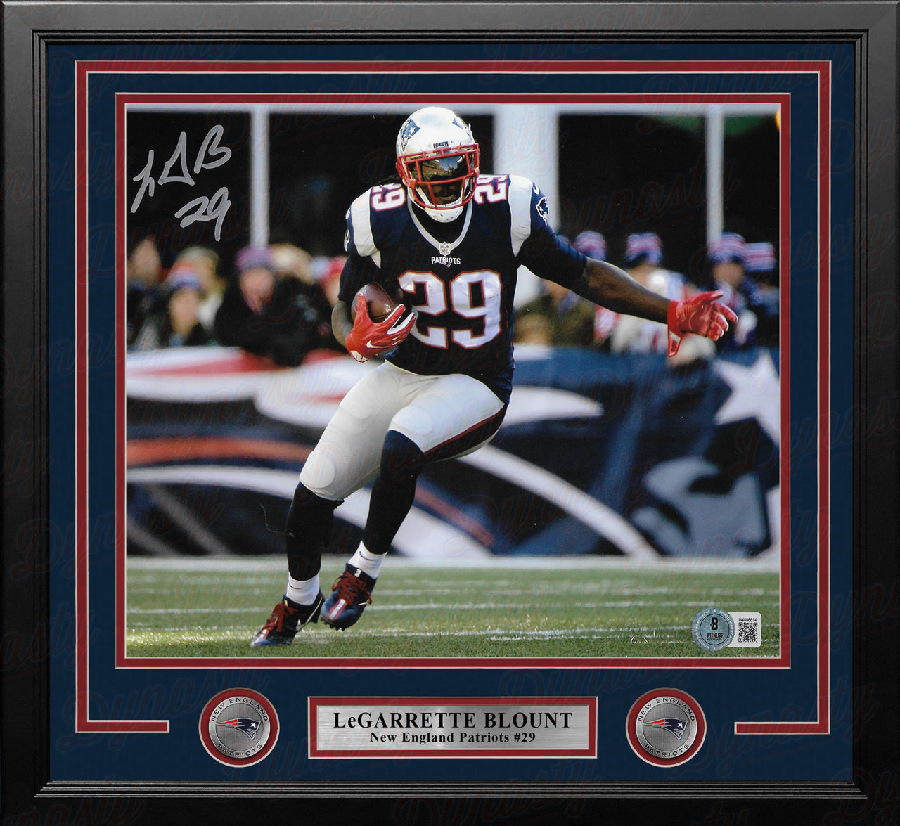 LeGarrette Blount in Action Autographed New England Patriots 11" x 14" Framed Football Photo