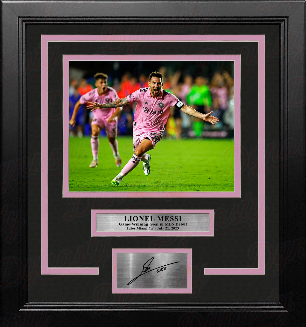 Lionel Messi Game-Winning Goal in MLS Debut Inter Miami CF 8x10 Framed Photo with Engraved Autograph