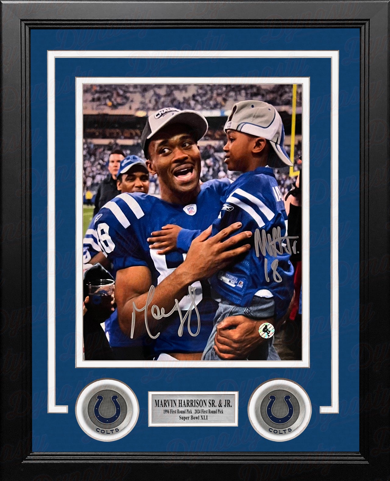 Marvin Harrison, Sr. & Jr. Indianapolis Colts Autographed 8" x 10" Framed Football Photo