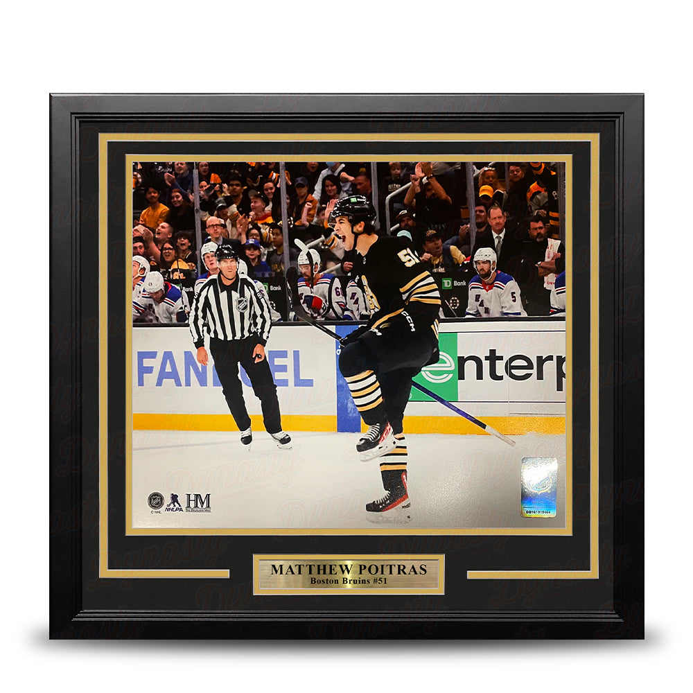 Matthew Poitras Celebration Boston Bruins 16" x 20" Framed Hockey Photo