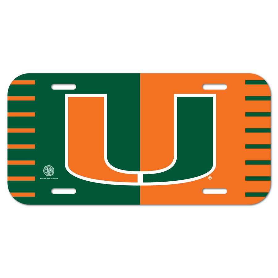 Rico Chrome Metal License Plate Frame – Miami Hurricanes 'The U', Officially Licensed