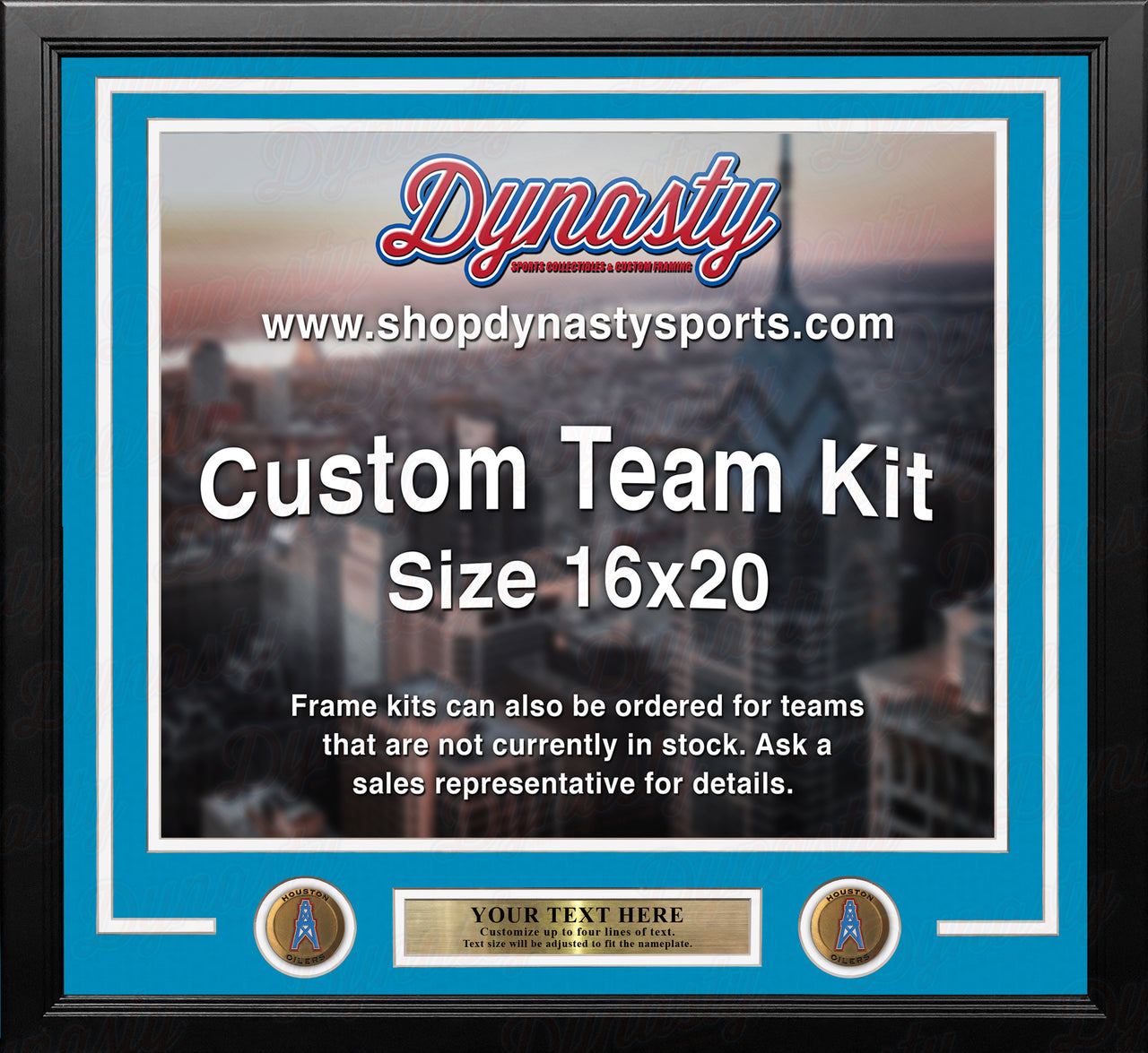 Houston Oilers Throwback Custom NFL Football 16x20 Picture Frame Kit (Multiple Colors)