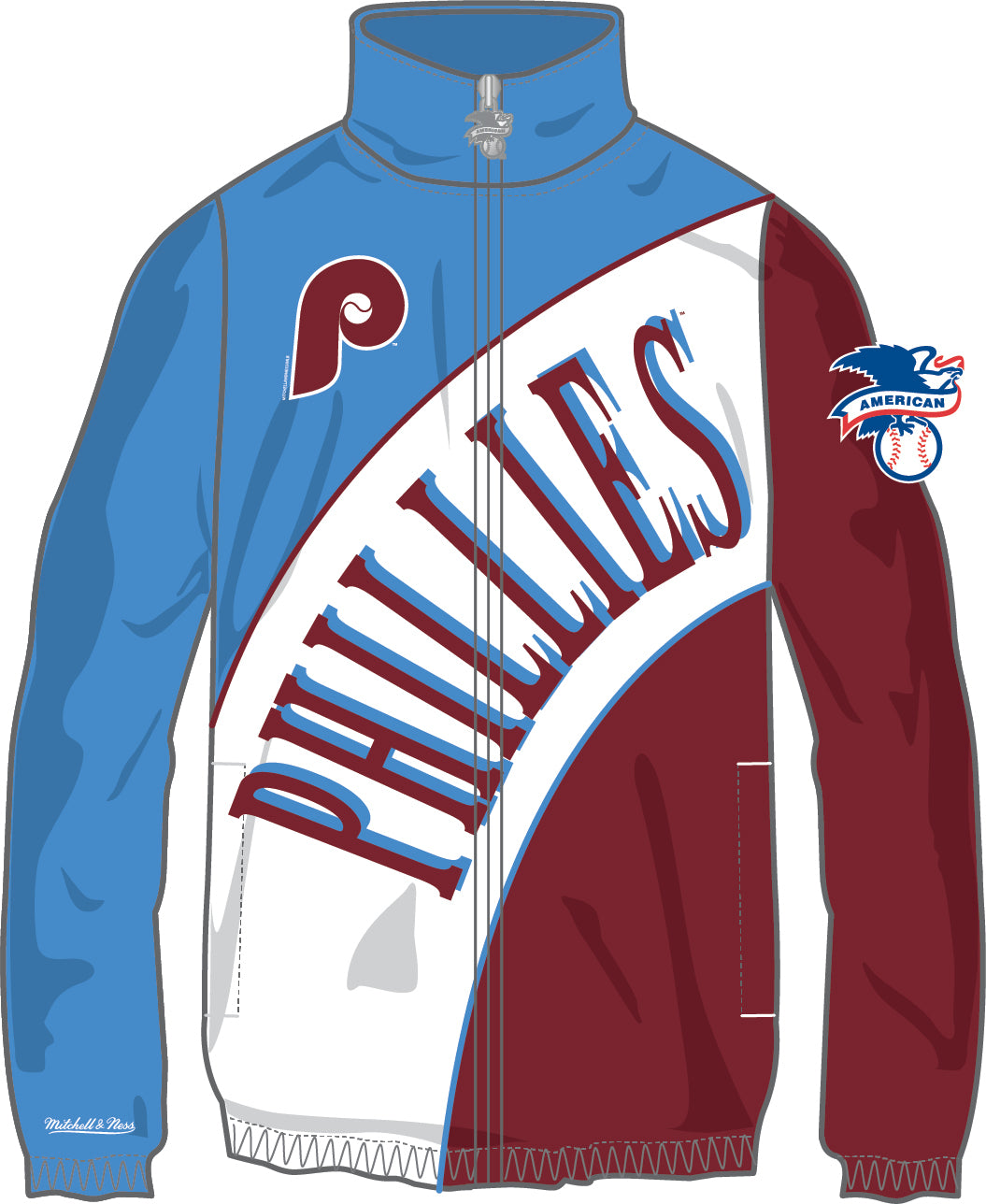 Philadelphia Phillies Throwback Mitchell & Ness Arched Retro Lined  Windbreaker