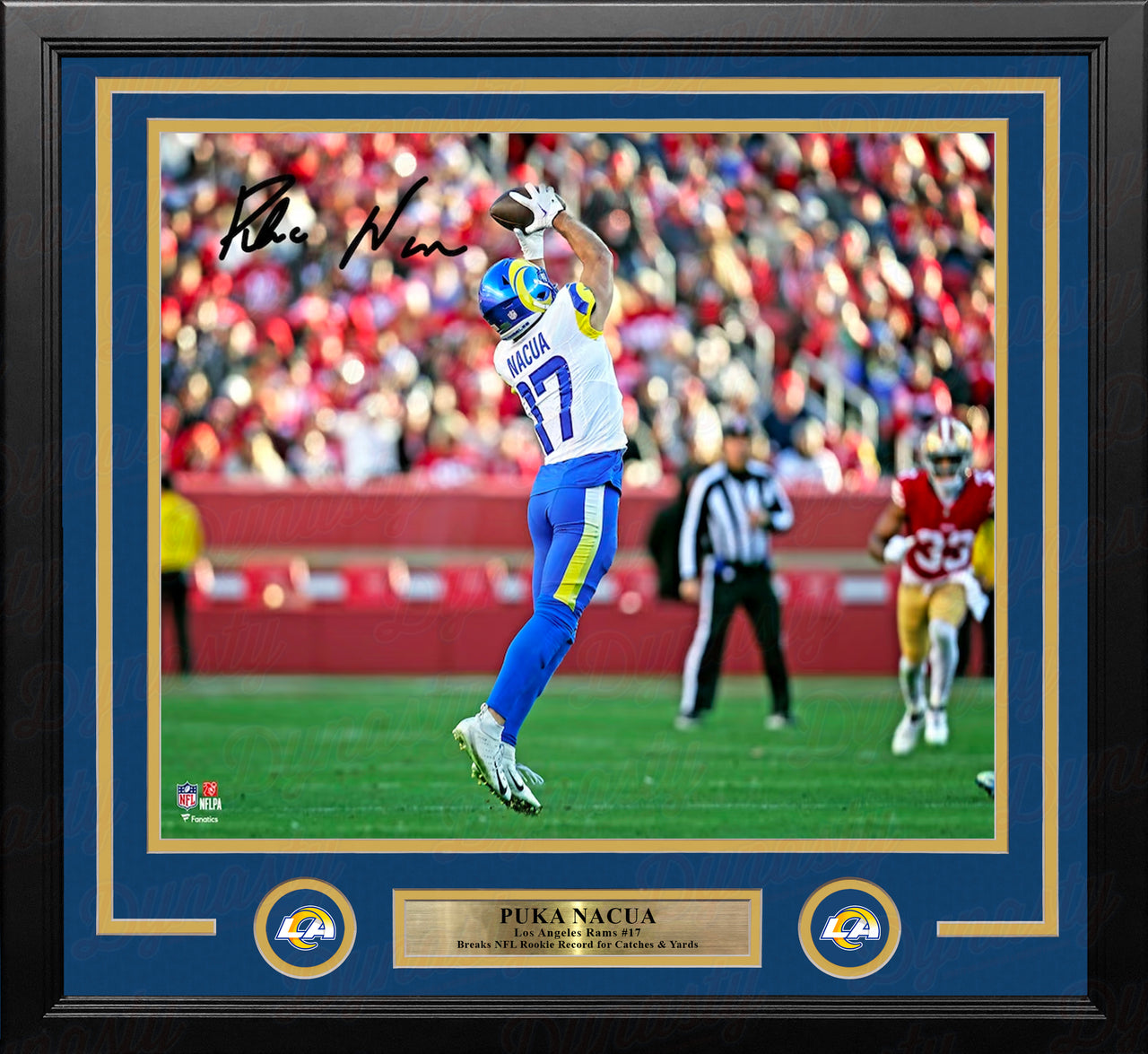Puka Nacua Rookie Record Setting Game for Catches & Yards LA Rams Autographed 16x20 Framed Photo